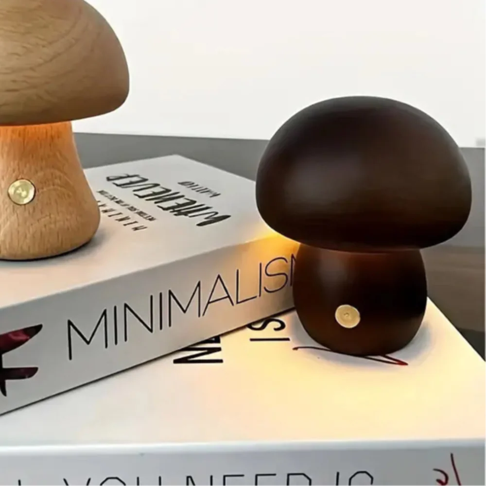 Wooden Mushroom Lamp